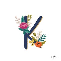 Romantic Luxe Monogram K Navy Fine Art Print