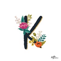 Romantic Luxe Monogram K Black Fine Art Print