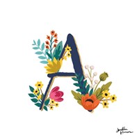 Romantic Luxe Monogram A Navy Fine Art Print