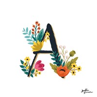 Romantic Luxe Monogram A Black Fine Art Print