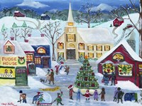 Christmas Holiday Shopping Village Fine Art Print