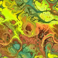 Abstract Fractals  Yellow, Orange And Green Fine Art Print