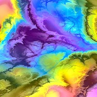 Abstract Fractals Blue, Yellow And Purple Fine Art Print