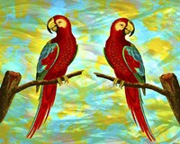 Red Parrots Fine Art Print