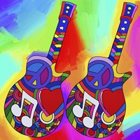 Guitars Peace Love Music Fine Art Print