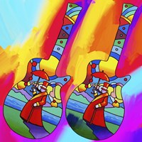 Guitars Umbrella Man Fine Art Print