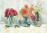 Flowers In Mason Jars Fine Art Print