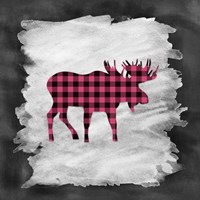Pink Plaid Moose Fine Art Print