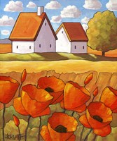 Red Flower Fields Landscape Fine Art Print