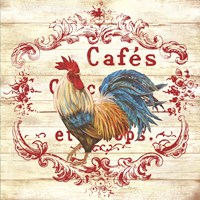 Cafe Rooster On White Fine Art Print