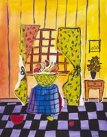 Green Paisley Curtains Fine Art Print