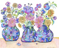 Three Cobalts With Wildflowers Fine Art Print