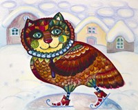 Winter Owl Cat Fine Art Print