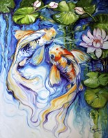 Koi Koi And Lily Fine Art Print