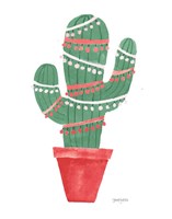 A Very Cactus Christmas II Dark Green Fine Art Print