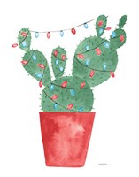 A Very Cactus Christmas III Dark Green Fine Art Print