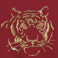 Gilded Tiger on Red Fine Art Print