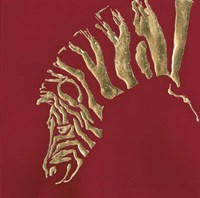 Gilded Zebra on Red Fine Art Print