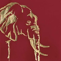 Gilded Elephant on Red Framed Print