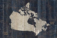 Old World Map Blue Canada Fine Art Print