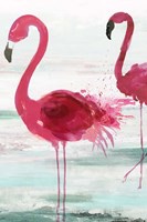 Beach Flamingoes Fine Art Print