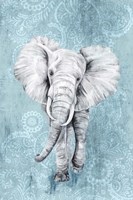 Blue Paisley Elephant Fine Art Print