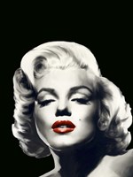 Red Lips Marilyn In Black Fine Art Print