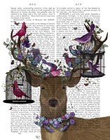 Deer Birdkeeper, Tropical Bird Cages Fine Art Print