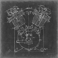 Motorcycle Engine Blueprint II Fine Art Print
