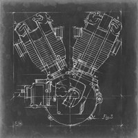 Motorcycle Engine Blueprint III Fine Art Print