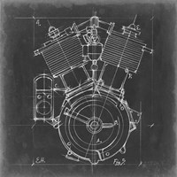 Motorcycle Engine Blueprint IV Fine Art Print