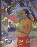 Woman Holding a Fruit, Where Are You Going Fine Art Print