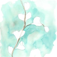 Teal and Ochre Ginko VII Fine Art Print