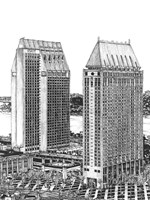 B&W Us Cityscape-San Diego Fine Art Print