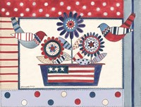 Patriotic Birds and Flowers Fine Art Print