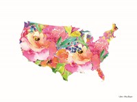 Floral USA Map Fine Art Print