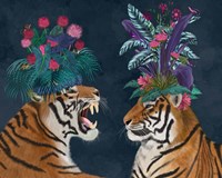 Hot House Tigers, Pair, Dark Fine Art Print