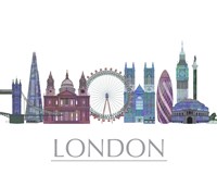 London Skyline Coloured Buildings Framed Print
