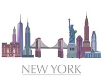 New York Skyline Coloured Buildings Fine Art Print