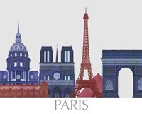 Paris Landmarks , Red Blue Fine Art Print