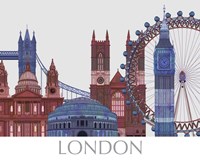 London Landmarks , Red Blue Fine Art Print