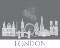 London Skyline Monochrome Framed Print