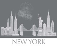 New York Skyline Monochrome Framed Print