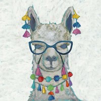 Llama Love with Glasses II Fine Art Print