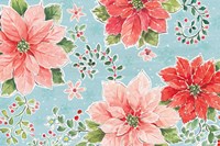 Country Poinsettias I Blue Fine Art Print
