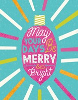 Festive Holiday Light Bulb Merry and Bright v2 Fine Art Print