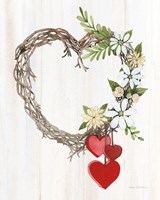 Rustic Valentine Heart Wreath II Fine Art Print