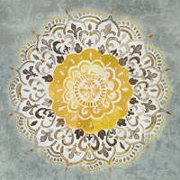 Mandala Delight IV Yellow Grey Framed Print