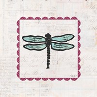 Dragonfly Stamp Bright Framed Print