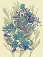 Slate Flowers on Cream II Fine Art Print